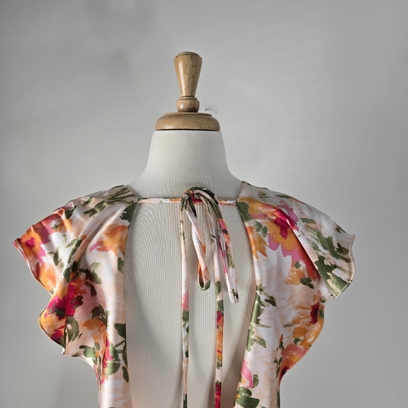 Hutch Ella Floral Satin Open Back Maxi Dress Flutter Sleeves Size 6 Wedding - Picture 12 of 16